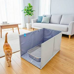 lot 1158 image: Gesomepurrz Extra Large Cat Litter Box Enclosure, Open Top High Sided Splash Guard, Water Resistance Shield for Cat Litter Boxes