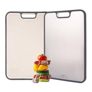 lot 1159 image: Titanium Cutting Boards for Kitchen - Double Sided with Juice Groove & Non-Slip Feet, Food Grade Chopping Board, Dishwasher Safe & Knife-Friendly (15.2x10.4)