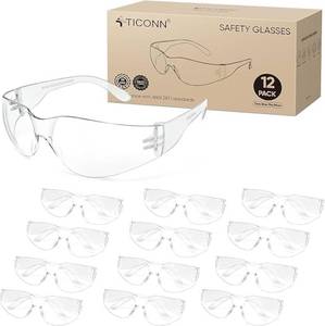 lot 1163 image: TICONN 12 Clear Safety Glasses for Men, Safety Goggles with Scratch Impact Resistant Meets ANSI Z87.1 Standard (12 Pack)