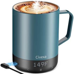 lot 2008 image: Magnetic Charging Rechargeable Self Heating Coffee Mug, Fast Heating & High Temperature 14Oz APP-Controlled Smart Coffee Cup Warmer, 120 Mins -Hot Up to 149�� Smart Mug Warmer, Gifts for Women and Men