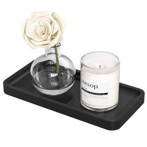lot 2464 image: Weenson Small Bathroom Vanity Tray for Countertop Makeup Perfume Jewelry Decor Candle Keys, Small Black Kitchen Tray for Soap Dispenser Spice Bamboo Toilet Tray 7.9 L x 4 W x 0.79 H Brown not black