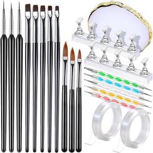 lot 2470 image: FANDAMEI Nail Art Brushes, Nail Brush Set With Nail Stand, Nail Holder For Painting Nails, Nail Art Tools, Nail Design Tools, 11PCS Nail Brushes For Nail Art, 5PCS Nail Dotting Tool, Nail Art Palette
