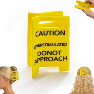 lot 2486 image: 2PCS Overstimulated Caution Sign Hair Claw Clip,Do Not Approach Sign Hair Claws Hair Clips,Funny Yellow Warning Hair Clip for Thick Hair,Funny Gag Gift for Women and Coworkers