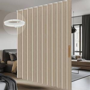 lot 3659 image: 100% Blackout Curtains for Sliding Glass Doors, Extra Wide Curtains for Patio Sliding Door, Room Divider Curtains(Beige, W180 x L84, 1 Pack)