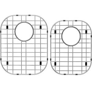 lot 3678 image: Orgneas Sink Protectors for Kitchen Sinks, Double Bowl Sink Bottom Grid 13x16 and 11.2x14.5, 304 Premium Stainless Steel Kitchen Sinks Grate Rack Grid, Centered Drain, 2 Pcs