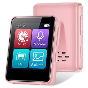 lot 4300 image: MP3 Player with Bluetooth, 1.8 inch Screen Portable Music Player with Speaker, FM Radio, Recorder, Expansion to 512GB, Pink with 32GB Micro SD Card