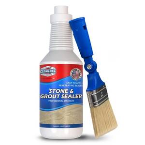 lot 4314 image: Clean-eez Grout Sealer & Stand-Up Brush Combo Ultimate Floor Tile & Shower Sealant, Heavy Duty Protection for Kitchen & Bathroom, Safeguard Marble, Ceramic & Granite Surface -32 oz Sealer & Brush Set