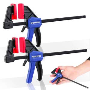 lot 4332 image: WORKPRO 6 Mini Bar Clamps for Woodworking, One-Handed ClampSpreader, Light-Duty Screw-Change F Clamp with 50lbs Load Limit, 2PC