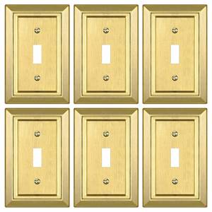 lot 4337 image: Metal Wall Plate for Electrical Outlets, Decorative Brass Gold Switch Plates Outlet Cover, Light Switch Cover Plate, 1-Gang Wall Plates (Single Toggle, 6 Pack)