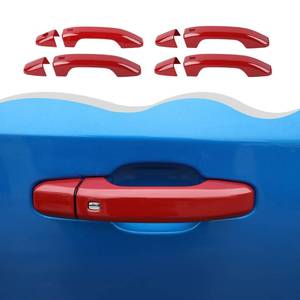 lot 4339 image: HTHE Exterior Door Handle Cover Door Outer Handle Bowl Cover Door Handle Protective Trim Cover Fit for Chevy Silverado 2019-2024 Exterior Accessory 8PCSSet (Red)