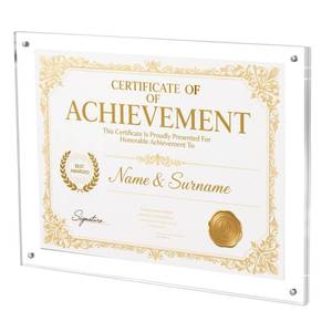 lot 4342 image: HONTUU Acrylic Wall Mount Picture Frame Self-adhesive 8.5X11, Clear No Drilling Magnetic Floating Frameless Photo Frames for Display Diploma Degree Certificate and Files