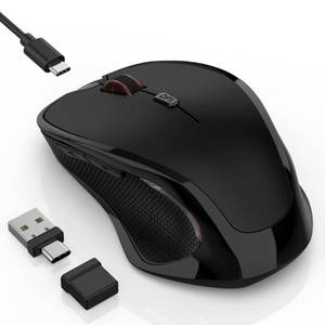 lot 4355 image: FYBC Wireless Bluetooth Mouse for Mac Pro MacBook, Ergonomic Rechargeable Mice with Jiggler Mode, 2-Mode Bluetooth 5.23.0 & 2.4G USB-AUSB-C Receiver, Silent Optical Mouse for iPad PC Laptop, Black