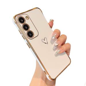 lot 4359 image: ZTOFERA for Samsung Galaxy S23 5G Case,Cute Luxury Plating Edge Love Hearts Pattern with Camera Lens Protection Phone Cover for Galaxy S23 5G 6.1,White