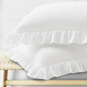 lot 4361 image: KKJIAF Ruffle Pillow Cases Standard Size Set of 2, Ruffled Pillow Covers with Envelope Closure, Wrinkle Resistant Pillowcases 20 x 26, Ruffled Pillow Shams, White