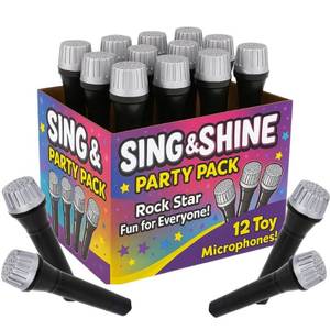 lot 4375 image: ArtCreativity Toy Microphone Set for Kids 5.5 Inch - 12 Count - Pretend Play Plastic Mics for Karaoke Fun - Stage or Costume Prop - Birthday Party Favors, Goody Bag Fillers for Boys, Girls, Toddlers