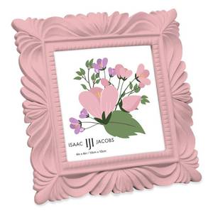 lot 4391 image: Isaac Jacobs 4x4 Pink Wave Textured Hand-Crafted Resin Picture Frame with Easel & Hook for Tabletop & Wall Display, Decorative Swirl Design Home D�cor, Photo Gallery, Art, More (4x4, Pink)