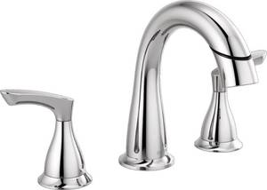 lot 5772 image: Delta Broadmoor Chrome Bathroom Faucet with Sprayer, 8 Inch 3 Hole Widespread Bathroom Sink Faucet with Pull Out Sprayer, Push-Pop Drain, Chrome 35765LF-PD