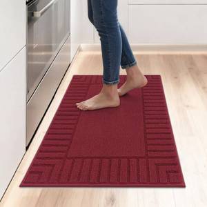 lot 5809 image: BEQHAUSE-Kitchen-Rugs-and-Mats Non Skid Washable Kitchen Mats for Floor Red Kitchen Rug Polypropylene Kitchen Mat with TPR Backing 24��x35��