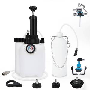lot 5817 image: PLAYOCCAR Brake Bleeder Pressure Pump kit,3L Brake Fluid Bleeder Kit with 1L Waste Bottle & 4 Upgraded Master Cylinder Adapters & 1 Universal Adapter,One-Person Vacuum Operation
