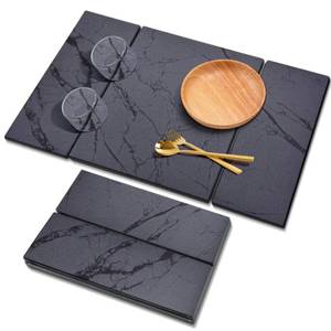 lot 5820 image: Large Stone Drying Mat for Kitchen Counter, 24x16 Collapsible Quick Dry Dish Drying Mat, Water-Absorbent Marble Diatomaceous Earth Mats for Bottles Cups Dishes, Match Any Countertop