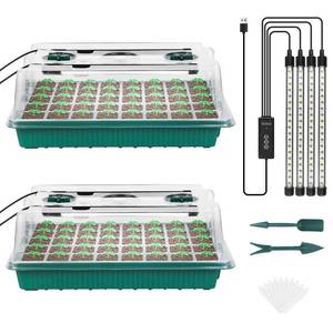 lot 5823 image: Sondiko Seed Starter Tray with Grow Light, 80 Cells Seed Starter Kit with Humidity Dome, Adjustable Brightness Plant Starter Trays, Indoor Plants Germination Kit(2 Pack)