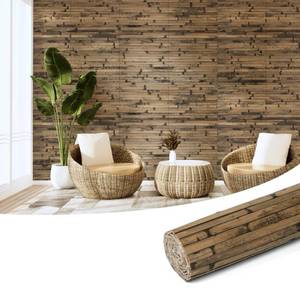 lot 6016 image: Art3d Natural Bamboo Wall Panel for Interior Wall Decor, Renewable Pole Wrap Wainscoting Paneling for Wall Ceiling Furniture Cabinet Office, 12 x 96 Inch - Dark Burned