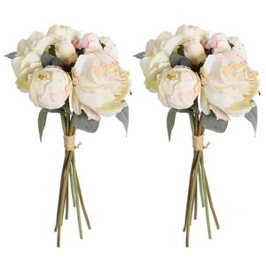 lot 6017 image: ICBOX White Artificial Peonies 2 Bouquets Silk Flowers 14Heads Vintage White Fake Flowers Faux Peony Flowers for Flower Arrangements Artificial Centerpiece Home Table Dining Room Decor (Ivory White)