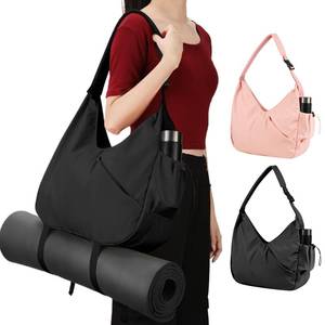 lot 6381 image: JUST DO Yoga Tote Gym Shoulder Bag for Men&Women, Waterproof Wet Pocket & Adjustable Mat Strap - Large Duffle Workout Bag with Water Bottle Holder (Black)