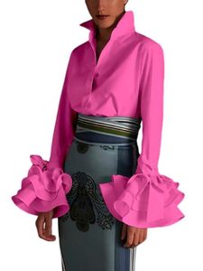 lot 6408 image: UOOZEE Womens Button Down Shirt Long Sleeve Dress Shirts Solid Work Blouse, Pink XL