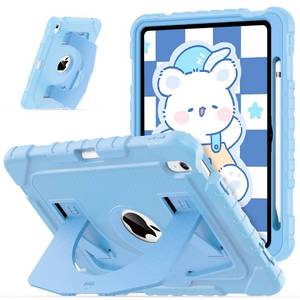 lot 6435 image: OKP Case for iPad A16 11th Generation 11 inch 2025 10th Generation 10.9 inch 2022, Shockproof Rugged Heavy Duty 1110 th Gen i Pad Protective Cover with Pencil HolderKickstand, Sky Blue