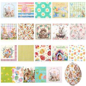 lot 6447 image: Crtiin 20 Pack Easter Decoupage Napkins Bunny Napkins Easter Eggs Cocktail Paper Rabbit Decorative Toilet for Birthday Party Beautiful Gorgeous, 20 Styles Each 6.5 Inches