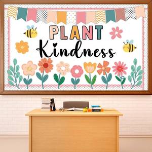 lot 6448 image: Spring Floral Bulletin Board Classroom Decorations Plant Kindness Cutouts Positive Inspirational Colorful Flower Bulletin Board for School Office Home Nursery Chalkboard Door Wall Decor
