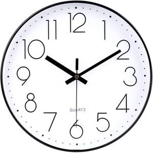 lot 6450 image: jomparis Small Wall Clock Black Wall Clocks Silent Non-Ticking for Bedroom Bathroom Kitchen(8 Inch)