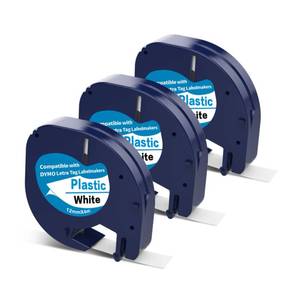 lot 6463 image: A3 X 91331 Plastic White Label Tape Replacement for Dymo Letratag Refills 12mm 12 x 13 for Letra Tag Label Maker Refills LT100H LT100T QX50