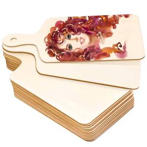 lot 6471 image: Oomcu 12 PCS Wooden Mini Cutting Board with Handle,Rectangle Unfinished Wood Craft Paddle Serving Tray Chopping Board Cutout for DIY Thanksgiving Christmas Home Kitchen Fruit Decor (11.8 x 6.3 Inch)
