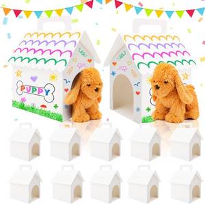 lot 6475 image: BLSUREFYX 12 PCS Dog Party Favors Boxes 7 x 4.7 x 3.9 Inches Adopt A Puppy Party Favors Boxes Dog House Shaped Treat Gift Boxes for Kids DIY Crafting and Birthday Party Use White