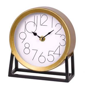 lot 6477 image: VinSees Modern Golden Table Clock on Stand, Decorative Desk and Shelf Clock, Mantel Clock Farmhouse Clock Non-Ticking, Home D�cor for Living Room, Bedroom, Bedside, Desk, Gift Clock (Gold)