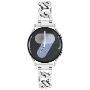 lot 6487 image: G-ficu Galaxy Watch 7 6 5 4 FE Band 20mm Cowboy Chain for Samsung Galaxy Watch 7 6 5 4 Band 40mm 44mm, Women Metal Bands for Samsung Watch Bands 4 6 Classic3 41mmActive 2-Silver
