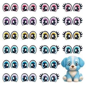 lot 6488 image: PH PandaHall 24 Pairs 6 Colors Felt Eyes with Lashes, 2 Styles Colorful Oval Eye Kawaii Felt Eye Crochet Patches Amigurumi Craft Eyes for Plush Puppet Teddy Bear Crochet Animals Crafts Making