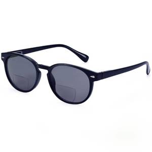 lot 6489 image: Madison Avenue Round Bifocal Reading Sunglasses for Women Men Spring Hinge,UV Protection Sun Reader Glasses (Black, 2.5)