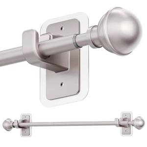 lot 6494 image: ENJOYBASICS No Drill Curtain Rods for Window 28 to 47 Inches, 58 Inch Diameter Renter Friendly Drapery Rod with Adhesive Brackets without Drilling, Adjustable from 27 to 52 Inches, Nickel