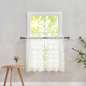 lot 10213 image: YJ YANJUN Lace Kitchen Curtains 24 inch Length Sets Vintage Sheer Rv Curtains for Camper Windows Cream Kitchen Window Curtains Over Sink Bistro Crtains for Narrow Windows 2 Panels 26 x 24 Ivory