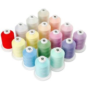 lot 10215 image: New brothread - 18 Options - Multi-Purpose 100% Mercerized Cotton Threads 50S3 600M(660Y) Each Spool for Quilting, Serger, Sewing and Embroidery - 16 Pastel Colors