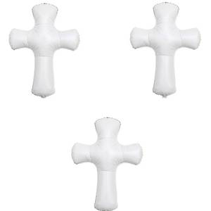 lot 10217 image: 3 Pcs 30 Inch Cross Foil Balloon Jumbo White Cross Mylar Balloons For Baptism Memorial Communion Christening Religious (white)