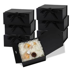 lot 10220 image: OEMVALATY 6-Pack Gift Boxes,10x7.3x3.5 Inch Magnetic Gift Boxes with Lids for Presents,Black with Ribbon, Bridesmaid Proposal Box for Wedding, Storage, Birthday