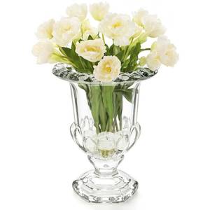 lot 11624 image: ELFULLY 8 Inch Glass Urn Vase, Large Crystal Glass Vase, Vintage Vases for Centerpiece, Pedestal Flower Bottle, Decorative Vases for Wedding Home Decor Housewarming Gift