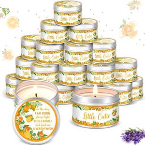 lot 11625 image: MTLEE 24 Pcs Mandarin Orange Baby Shower Party Favors Candles Lavender Scented Baby Shower Favors for Guests Rustic Tealights Candles Gender Reveal Return Gifts (1.2 oz, Orange)