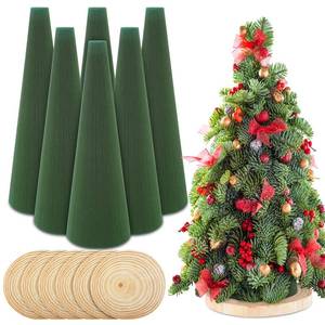 lot 11626 image: GlikCeil 6 Pcs Floral Foam Tree Cones for Christmas DIY Crafts Dry Wet Floral Foam Blocks 3.15 x 9.45 Inches Green Foam Cone for Xmas Party Wedding Birthday Flower Arrangement Florist Vase Plant Decor  Used Damaged