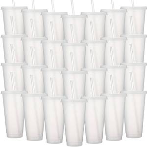 lot 11631 image: Honeydak 60 Pack Tumbler with Straw and Lid Bulk Cups for Gifts Glitter Plastic Coffee Cups 24-27 oz Reusable Water Bottle Iced Coffee Travel Mug Party Favors for Birthdays Travel (Transparent)