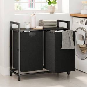 lot 11635 image: Kitstorack Laundry Basket Organizer, Laundry Hamper with Shelf & 2 Pull-Out Removable Bags, Dirty Clothes Hamper Organizer for Laundry Room Bathroom and Dorm, 2 x 11.8 gallons (44.5L)